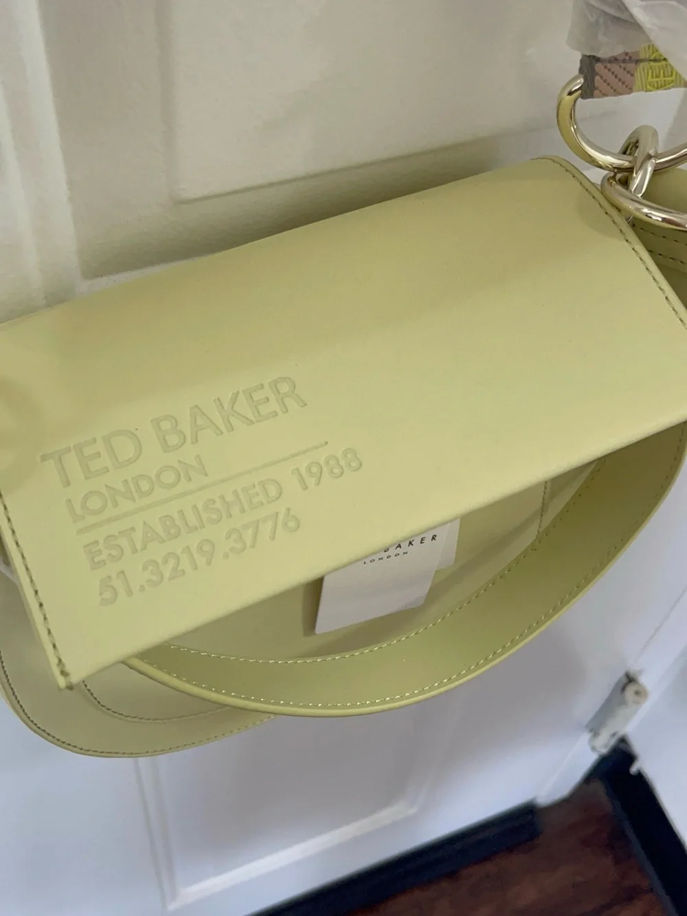 Ted Baker Darcell Logo Embossed Leather Crossbody Satchel with Striped Strap Bag